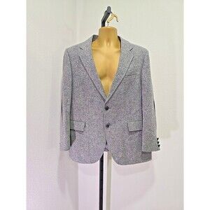 Vtg Shefford Anderson Little Wool Blue Tweed Coat Mens 44R Elbow Patches Union